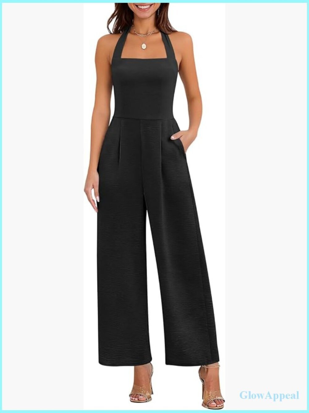 Off Shoulder Halter Wide Leg Jumpsuit One Piece Romper Dressy Casual